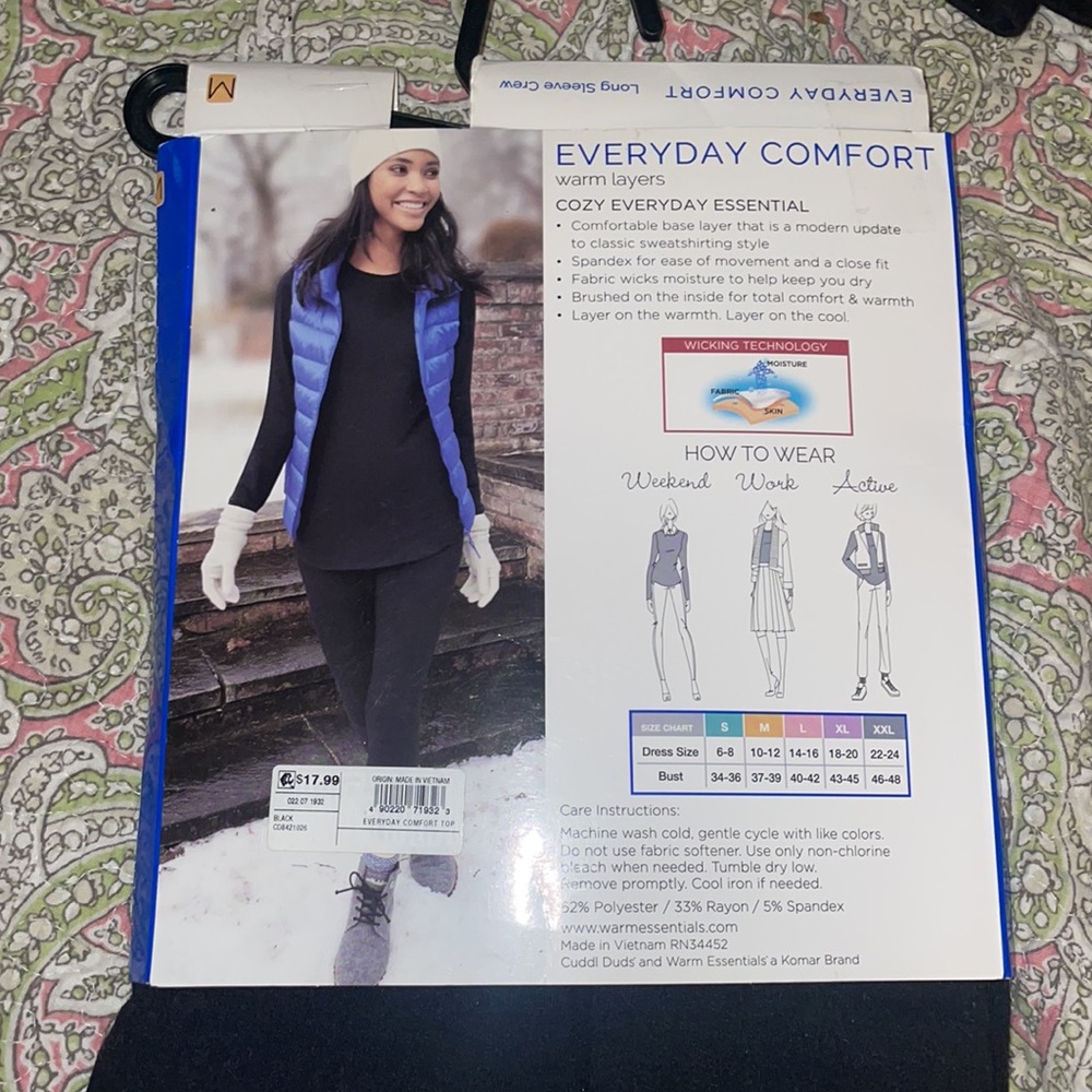 BNWT Warm Essentials by Cuddl Duds long sleeved, crew, layering top & sz. M - Picture 5 of 5